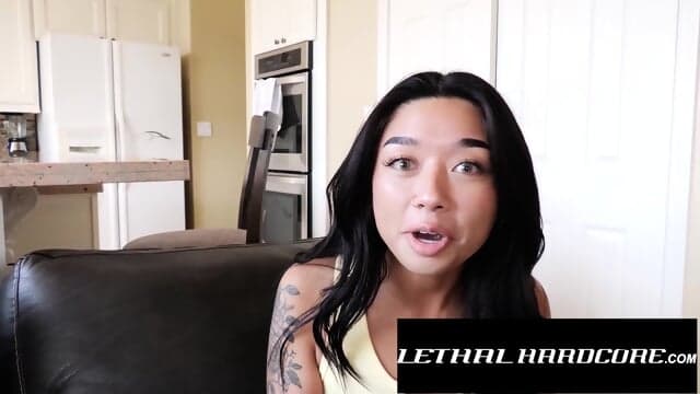 Lethal Hardcore - Super Tight Asian Babe Asks Favors From Her Stepdad & Gets Fucked