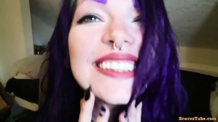 Goth girl spit tongue fetish